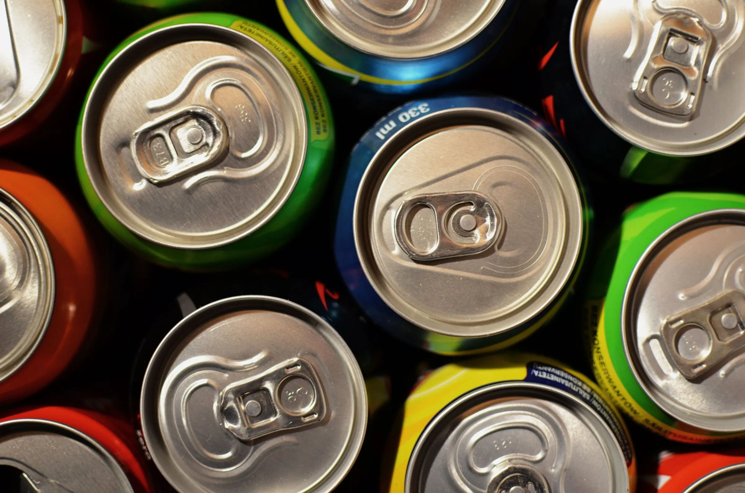 Beverage cans fresh from a production line